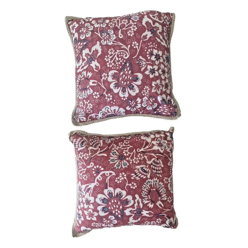 2 Ralph Lauren Pr DECORATIVE PILLOW Down Insert Villa Martine STRIPES Red Floral